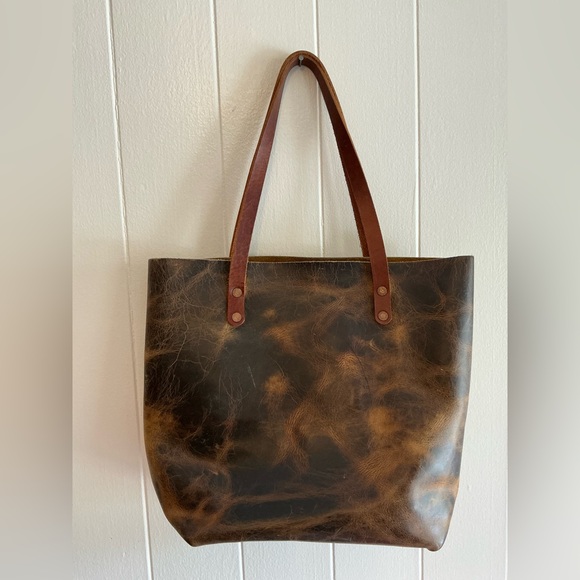 A Very Rare Beautiful KMM Co. Leather Brown large Tote Handbag Tote Bag - Picture 4 of 6